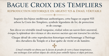 Magnifique bague en argent & émail véritable -  Croix des Templiers - NEW