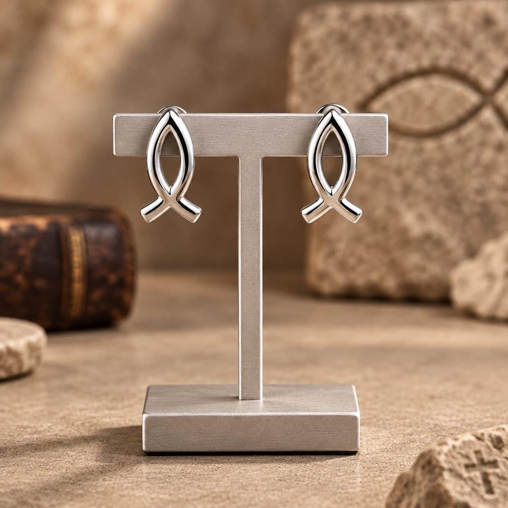 Boucles d'Oreilles Ichthus en Argent 925 -  Aux Origines de la Foi
