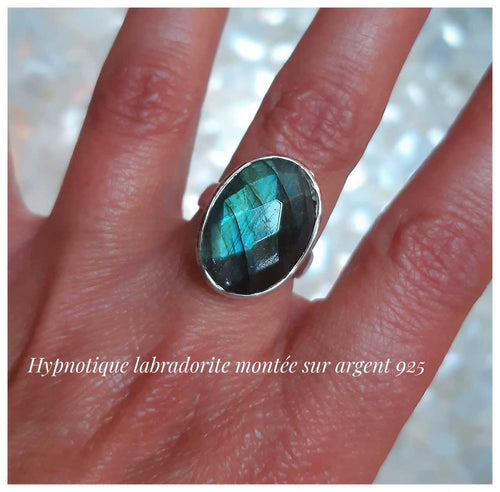 Bague en argent & très belle labradorite taillée  - NEW