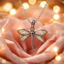 Pendentif libellule en argent & Opales arc-en-ciel - NEW