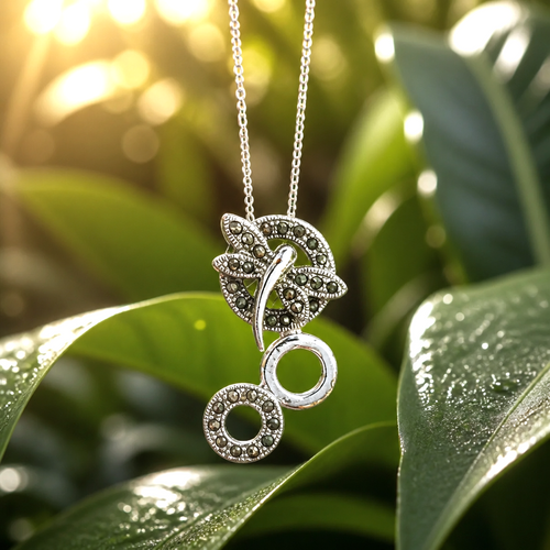 Pendentif libellule en argent 925 et marcassites - Belle Epoque
