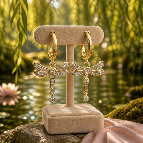 Boucles d'oreilles Libellules de Lumière - Vermeil & zircons