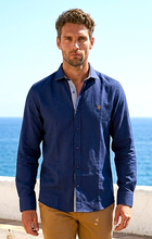 Chemise 100% lin naturel bleu roi et blanc - Made in France (L & XL en stock)