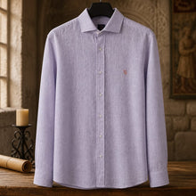 Chemise 100% lin naturel parme et blanc - Made in France (L-XL-XXL)