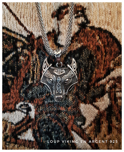 Pendentif Loup  Viking stylisé en argent 925