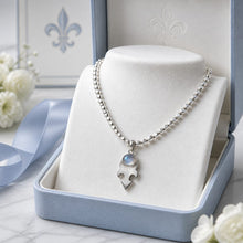 Collier & pendentif "Lame Sacrée" en argent avec pierre de lune arc-en-ciel  - NEW