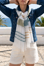Echarpe balnéaire  "Miss Terre" lin & coton 100% naturelle - Gamme Luxe - Made in Italy - NEW