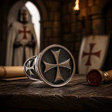 Chevalière en argent 925 Croix des Templiers - NEW 2026