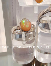 Bague en argent avec très belle Opale "sorbet orange" d'Ethiopie - NEW 2023