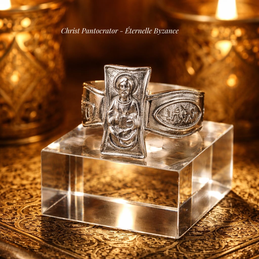 NEW - Bague Christ Pantocrator en argent 925 faite main - Coup de coeur!
