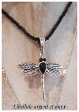 Pendentif Libellule chaîne incluse - Argent 925 & Onyx noir
