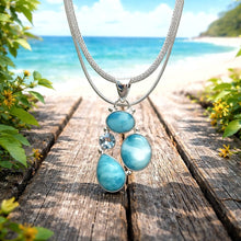 Splendide pendentif en argent & LARIMAR - la pierre venue des Caraïbes - NEW