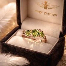 Bague fine en argent 925 avec splendides péridots purs -  NEW