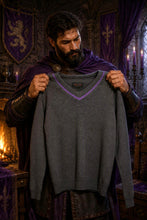 Pull Col V Templar Soul Gris & Violet - Laine Mérinos & Cachemire