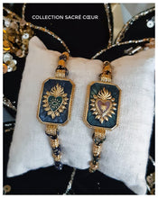 Collection Sacré Cœur / Coeur de Jésus - Bracelet inox doré, émail & cordage