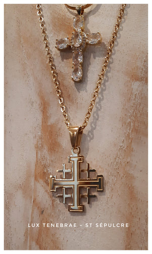 Croix de Jérusalem en inox doré - Ordre Equestre du Saint-Sépulcre - NEW