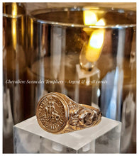 NEW pour Dames! Chevalière Sceau Templier en argent couvert d'or  - sur commande & sur mesure!