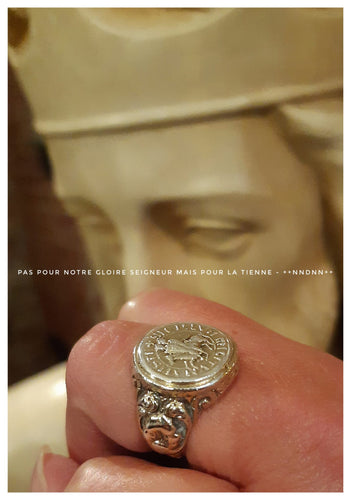 NEW pour Dames! Chevalière Sceau Templier en argent couvert d'or  - sur commande!