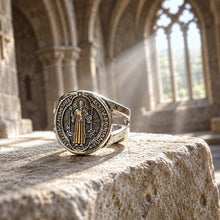 Bague Médaille de Saint Benoît double face - Argent 925