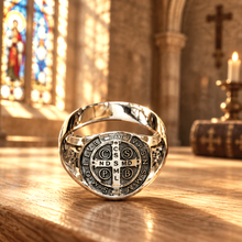 Bague Médaille de Saint Benoît double face - Argent 925