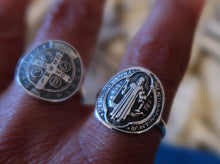 Bague Médaille Saint-Benoît à deux faces en argent 925 - NEW !