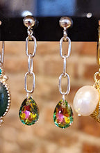 Boucles d'oreilles chaînettes en argent 925 & cristal Swarovski lumineux - NEW