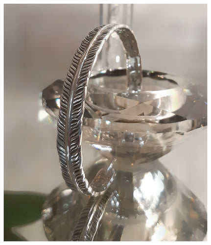 Bracelet plume travaillée en argent 925 - Pièce unique - NEW