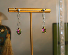 Boucles d'oreilles chaînettes en argent 925 & cristal Swarovski lumineux - NEW