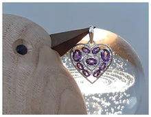 Pendentif "Cœur" en argent 925 avec très belles améthystes - NEW