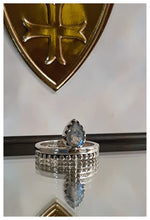 NEW - Bague en argent à double contour - labradorite goutte bleu intense