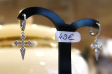 Boucles d'oreilles "Croix de Saint-Jacques de Compostelle" en argent 925 avec zircons - NEW