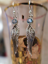 Boucles d'oreilles en argent "Wings" avec aigue-marine