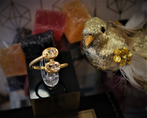 Bague en vermeil (or sur argent) avec 2 citrines