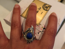 Bague en argent et lapis lazuli d'inspiration elfique