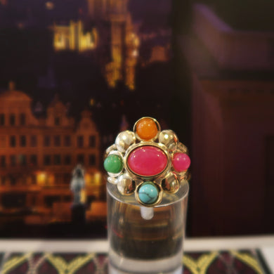 Bague adaptable en inox doré haute en couleurs et pétillante