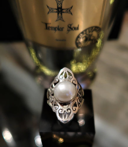Superbe bague en argent avec vraie perle d'eau douce