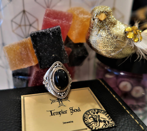 Superbe bague en argent sertie d'un très bel onyx non taillé - NEW