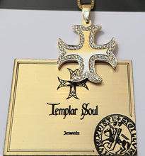 Croix des Templiers en OR FIN 18 CARATS et 85 diamants sertis