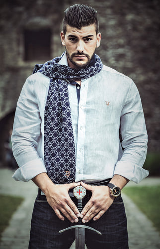 Écharpe classique Templar Soul - 100% laine mérinos (bleu - violet ou orange)