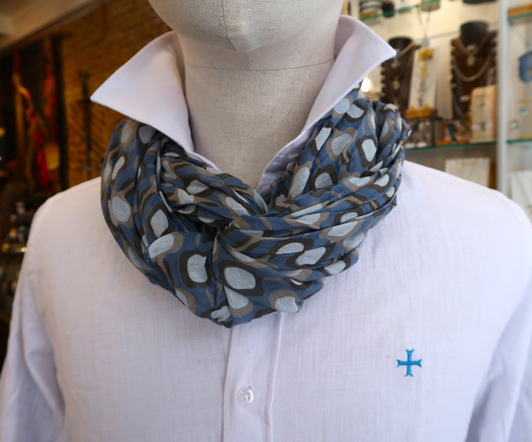 Joli foulard Homme Coton & Soie - motif pois très élégant