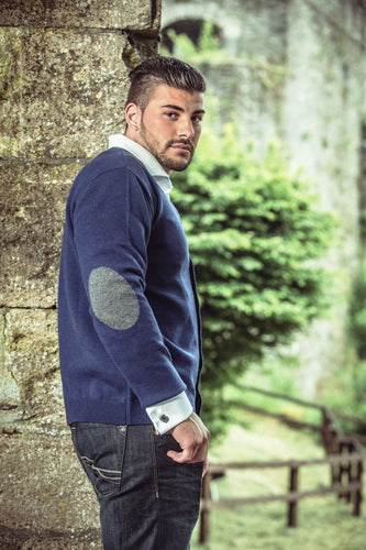 GILET BLEU ROI ET GRIS - 80% LAINE 20% CACHEMIRE