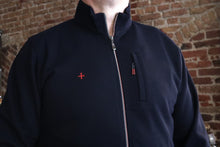 Gilet bleu marine 100% coton zippé à poche latérale avec croix rouge brodée - NEW 2023