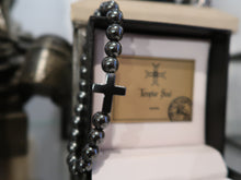 Bracelet masculin  avec croix et perles en hématite - NEW