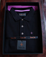 Polo noir 100% coton manches longues / Made in Portugal