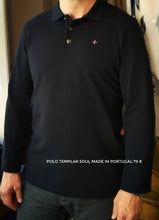 Polo noir 100% coton manches longues / Made in Portugal
